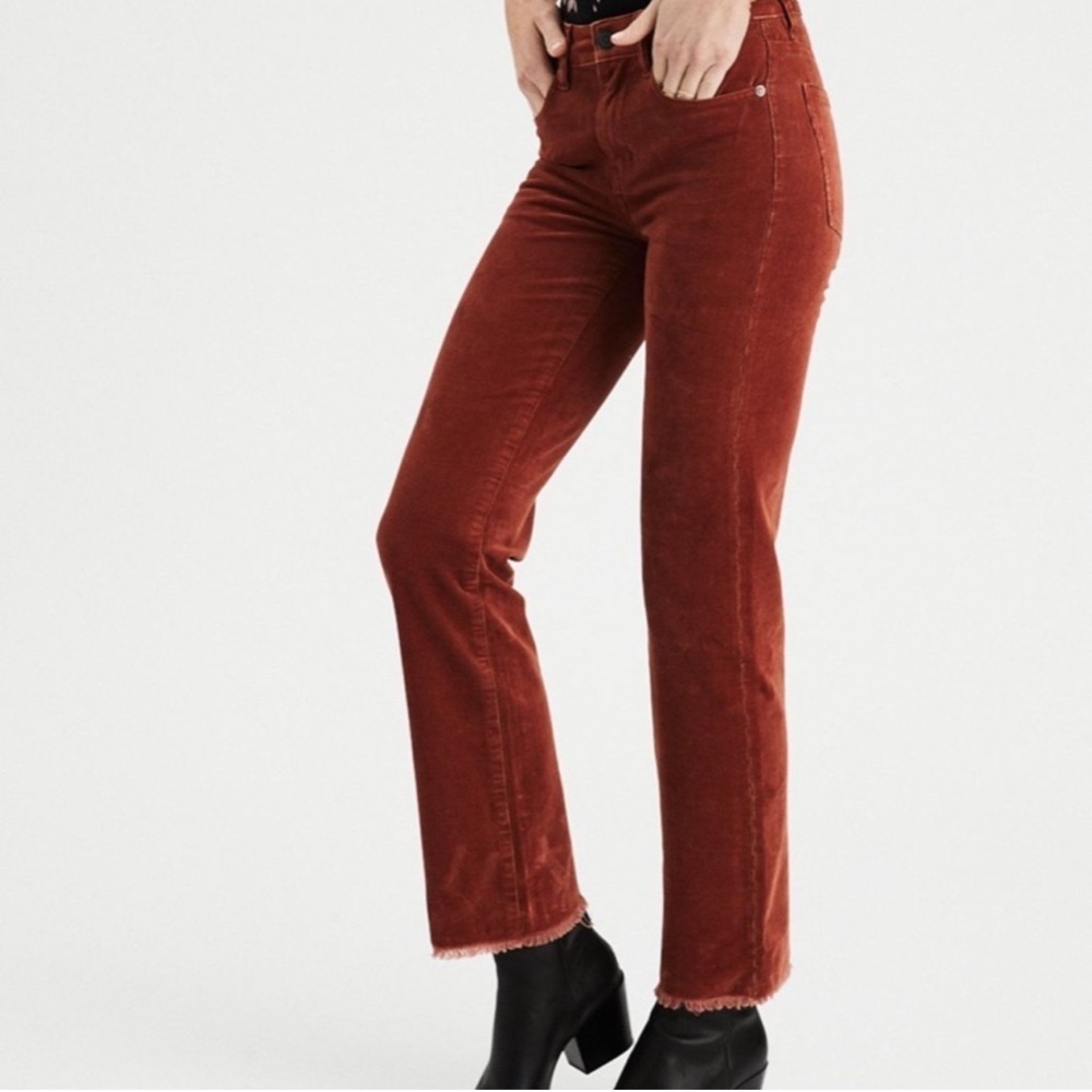 American Eagle Hi Rise Crop Flare Corduroy Pants Size 8